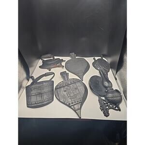 SET OF 6 VINTAGE 1966 SEXTON METAL KITCHEN WALL HANGING DECOR 6"-9" TALL USA